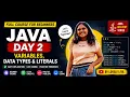 Java Full Course for Beginners Day 2 Variables Data Types in Java Java Tutorial