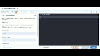 Firts three character coding practice 1E