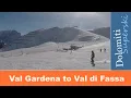 Long run through Passo Sella - skiing the Dolomites of Italy