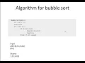 Algorithm for Bubble Sort in C 12 b