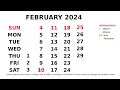 Calendar February 2024