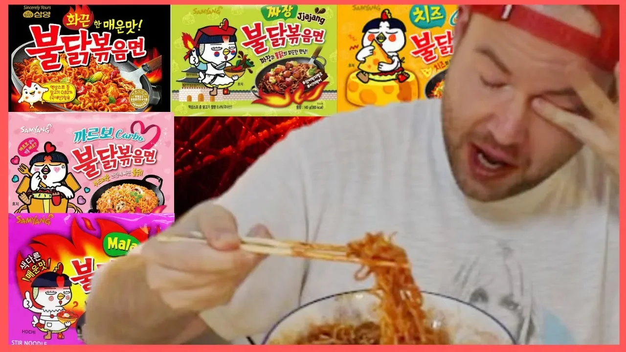 EXTREME! 5 flavors of Korean FIRE NOODLES challenge!