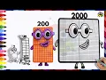 Numberblocks 2000 200 20 2 Drawing Coloring For Kids Learn To Draw Numberblock Easy Art Start