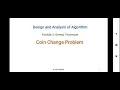 Module 3 Coin Change Problem - Greedy Technique
