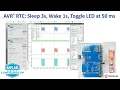 MCC Melody AVR RTC PLIB Driver Sleep 3s wake for 1s toggling a LED - Power Measurement