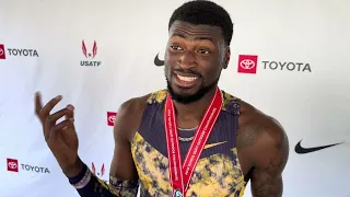 Cordell Tinch after leaning to win 2026 US 110m hurdles title in 13 00