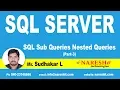 SQL Sub Queries Nested Queries Part 3 MSSQL Training By Mr Sudhakar L