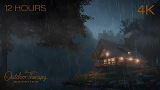 Deep Sleep Thunderstorm 12 Hours of Rain Thunder Sounds at Night by the Lake RELAX STUDY