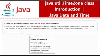 java util TimeZone class Introduction Java Date and Time
