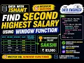 SQL Window Function Interview Question Find Second Highest Salary Data Engineer