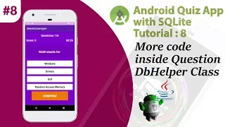 8 Multiple Choice Quiz App with SQLite Integration Part 8 - code QuizDbHelper