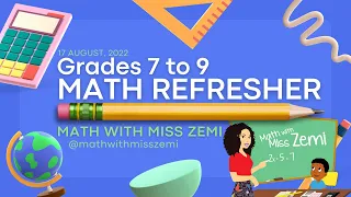 Back-to-School Math Refresher Grades 7 to 9 BJC Maths Math with Miss Zemi