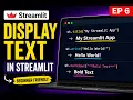 How to Display Text in Streamlit st title st header st write