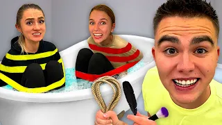 escape challenge from bathtub tickle feet challenge tasks with duct tape for 10 000 spy challenge