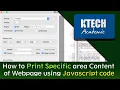 How to Print Specific area Content of Webpage using Javascript code Urdu Hindi Version