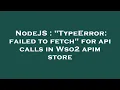 NodeJS TypeError failed to fetch for api calls in Wso2 apim store