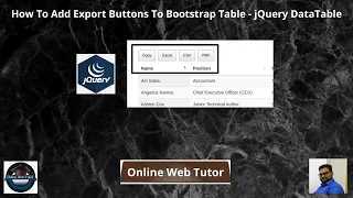 How To Add Export Buttons To Bootstrap Table How To Use DataTable jQuery Plugin PDF CSV Excel