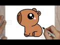 How to Draw a Cute Capybara - Easy Drawing Tutorial for Kids Beginners