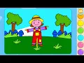Scarecrow Coloring for Kids Learn Colors with Farm Scarecrow Easy Coloring Pages for Children