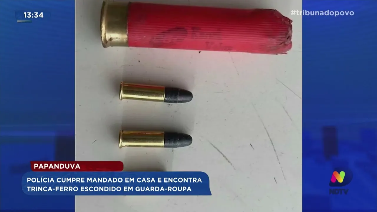 Papanduva: polícia cumpre mandado em casa e encontra trinca ferro escondido em guarda roupa