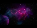 infinity Neon sign with nebula moon and stars free for Edit overlay