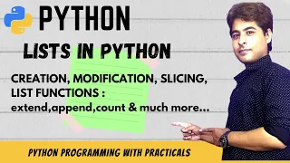 Python Tutorial LISTS in Python Python Programming LIST Functions In Hindi