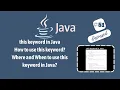 this keyword in Java How to use this keyword in Java this example in java