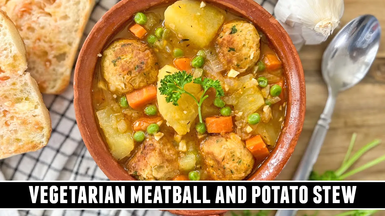 Vegetarian Meatball and Potato Stew   HEARTY Recipe to Warm your Soul