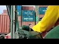 KALMAR REACH STACKER DRF450 LIFTING EMPTY CMA AT JBY CY
