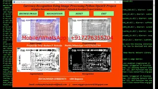 Currency Recognition Using Python OpenCV IEEE Based Projects Final Year Project