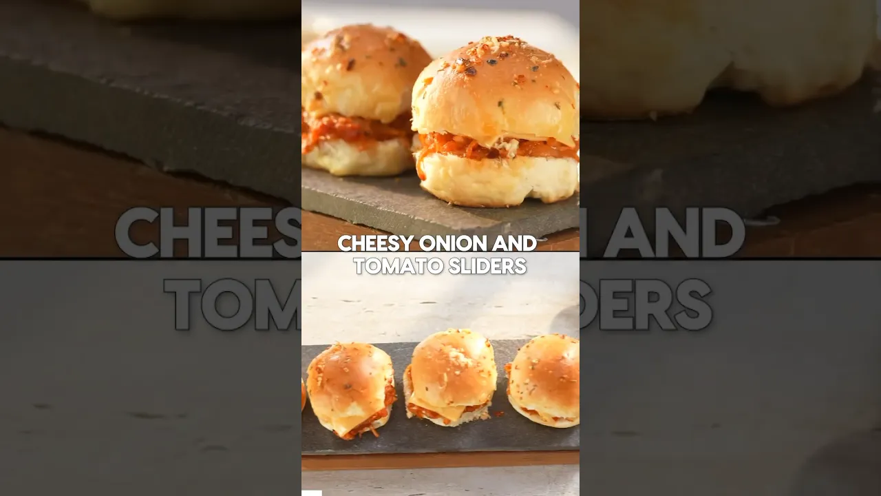 Cheesy Onion and Tomato Sliders are just as tasty and cute as they look.. #shorts #youtubeshorts