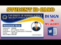 How to Design Student ID Card in MS Word Student Card Design Easy Tatorial 2025