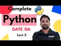 Python Operators Lecture 3 Python Complete Course GATE DA Puneet Kansal
