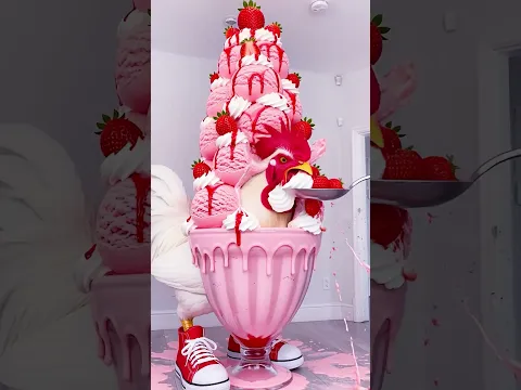 Marvelous Dancing Polish Cow funny Rooster cow dance chicken Song cow farm Strawberry ice cream asmr