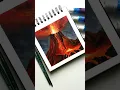 volcano acrylic painting