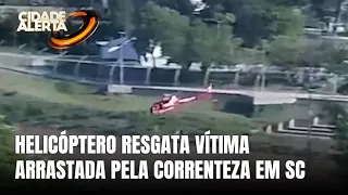 Helicóptero dos Bombeiros resgata vítima arrastada por correnteza no Centro de Blumenau
