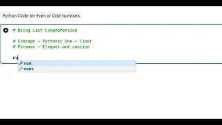 Python Code for Even or Odd Numbers using List Comprehension