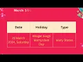 Holidays in March 2024 Calendar 365
