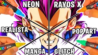 Un Dibujo, ¡PERO EN 6 ESTILOS de Arte DIFERENTES😱! Vegeta Ultra Ego