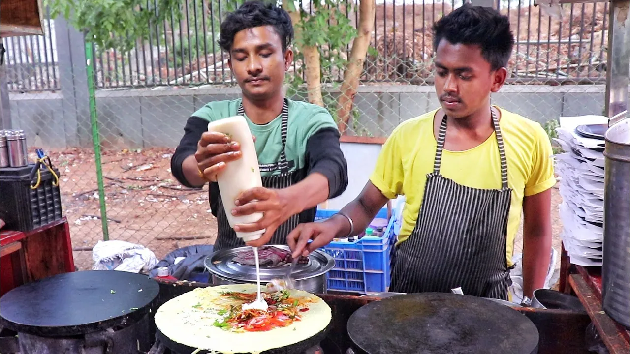 Mumbai Style Chula Dosa Making In Ahmedabad   Volcano Cheese Dosa   Indian Street Food