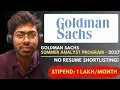 Goldman Sachs Summer Analyst New Analyst Program - 2027 No Resume Shortlisting Complete Guide