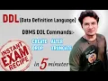 DBMS-30 DDL Data Definition Language in DBMS DDL Commands - CREATE ALTER DROP TRUNCATE