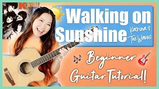 Walking On Sunshine ☀️ Katrina & The Waves 🌊 Beginner Guitar Tutorial Lesson 🎸 | Chords & Strumming!