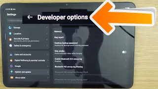 Developer mode on Android tablet