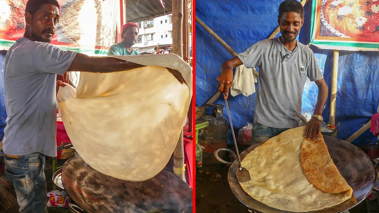 3Ft Giant paratha Making with Halwa - Unique Indian Street Food