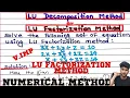 LU Decomposition Method Numerical Methods Solution of Linear Equation