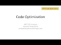 OPT4 Intro to Code Optimization