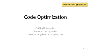 OPT4 Intro to Code Optimization