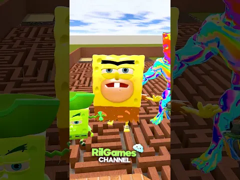ALL SIZE COMPARISON RAINBOW SPONGEBOB BIG MAZE in Garry's Mod