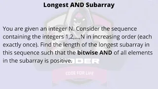 Longest AND Subarray Codechef Solution Python Coder